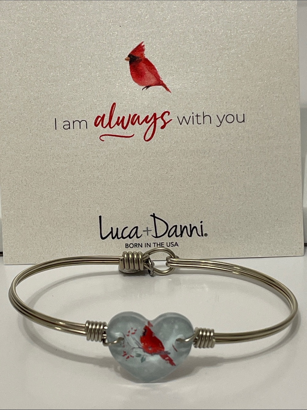 Luca &Danni “I Am Always With You” Cardinal Crystal Heart Bangle Bracelet